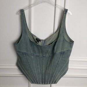 PrettyLittleThing Denim Fitted Bustier Crop Top